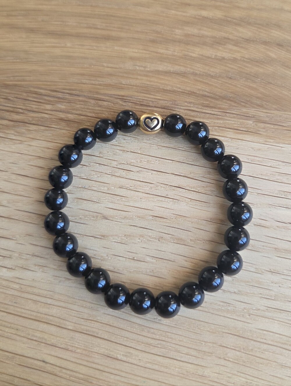 Black Onyx Beaded Stretch Bracelet | Handmade